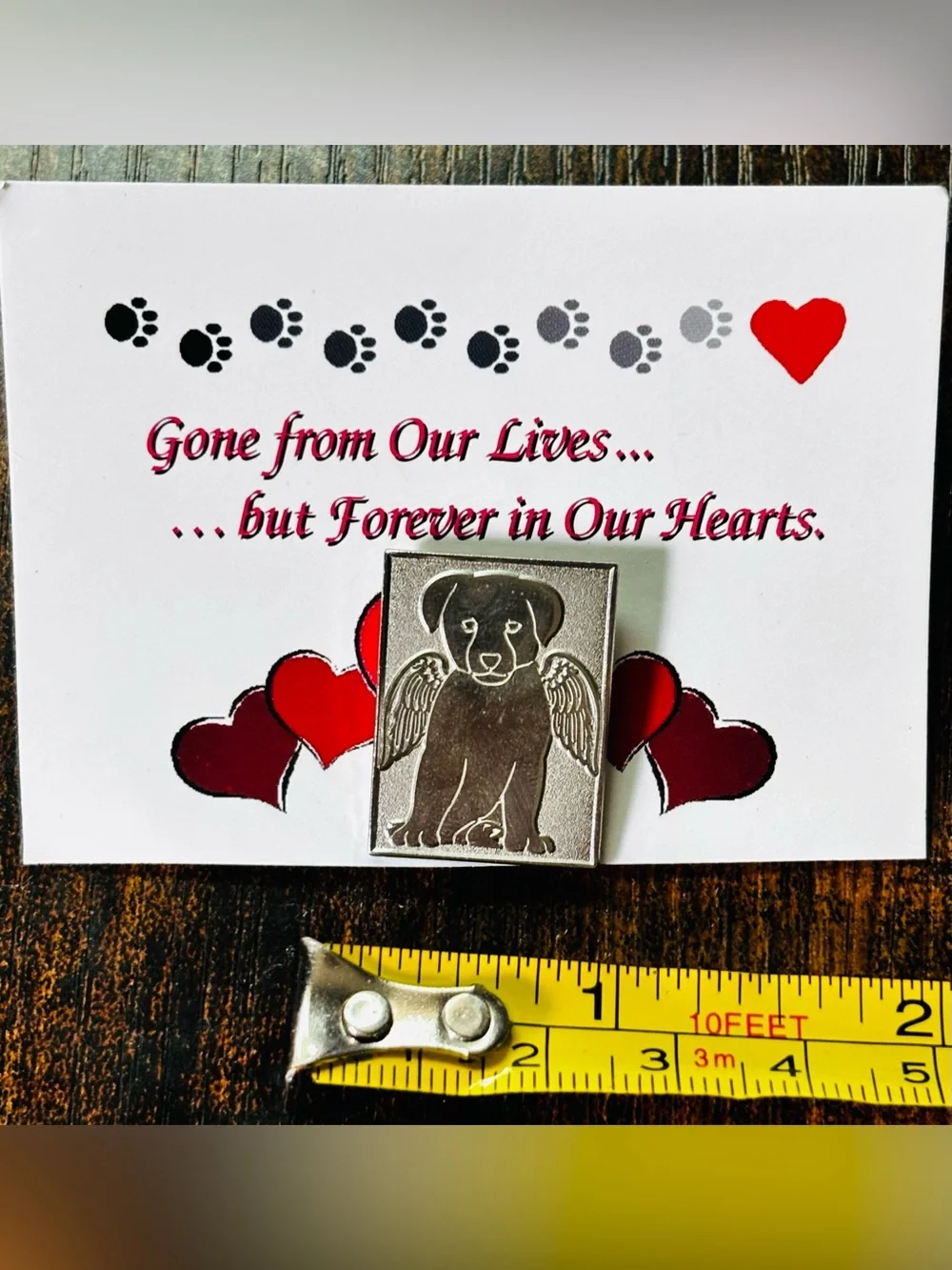 Angel Paw Dog Memorial Pin - Silver Tone